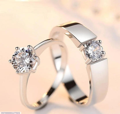 Silver Plated Couple’s Adjustable Ring – Unisex Matching Jewellery Set
