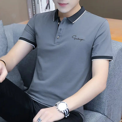 Men's Slate Grey Casual Short Sleeve Polo Shirt