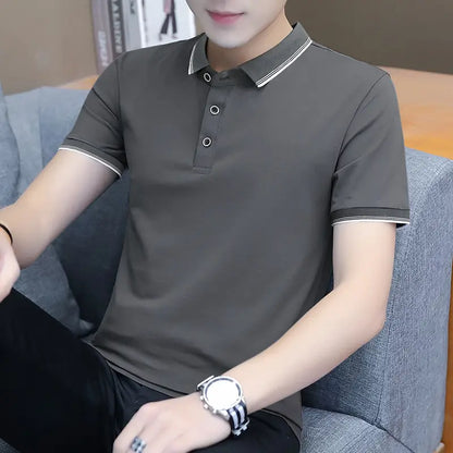 Men's Slate Grey Casual Short Sleeve Polo Shirt