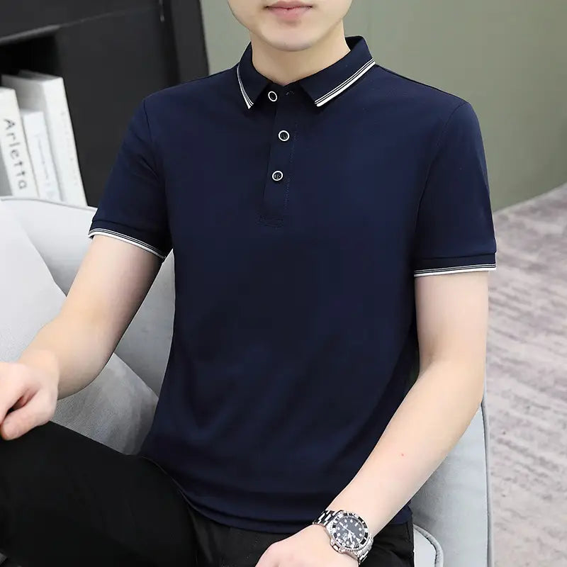 Men's Slate Grey Casual Short Sleeve Polo Shirt